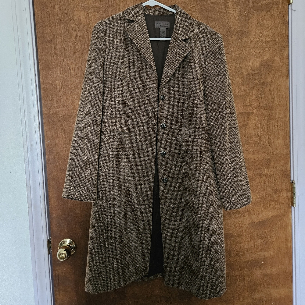 JohnPaulRichard Women's Brown Tweed Trench Coat - Picture 3 of 4